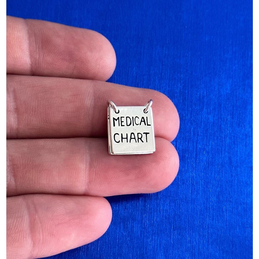 Sterling Silver Medical Chart Charm, Sterling Silver Medical Chart Pendant